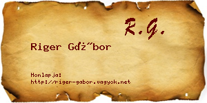 Riger Gábor névjegykártya